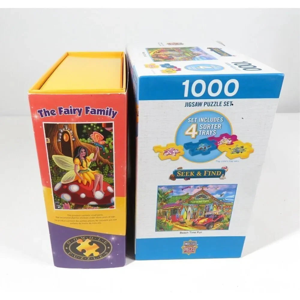 Dowdle Folk Art The Fairy Family Jigsaw Puzzle Seek & Find Beach Time Fun Set 2